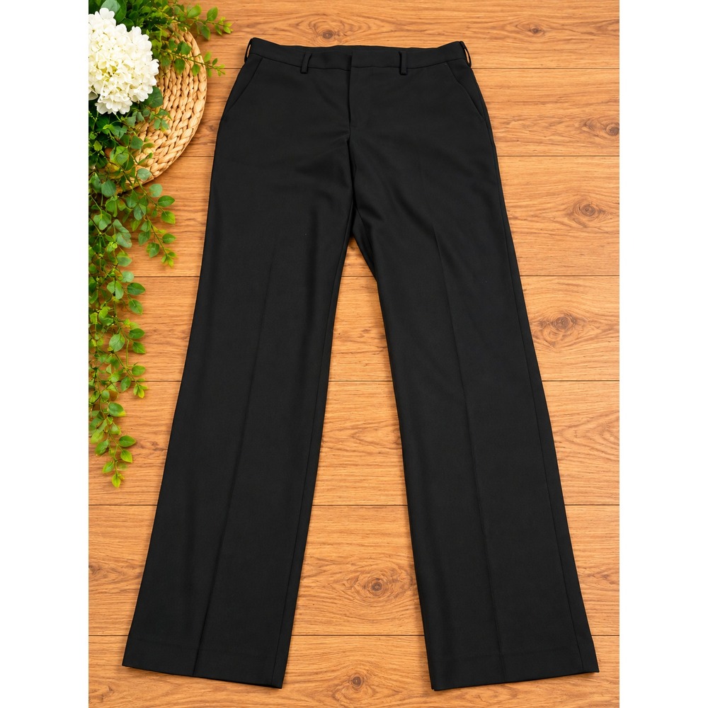 Van Heusen Flex Slim Fit Flat Front Stretch Pants Black Mens 34x32 - Picture 1 of 12